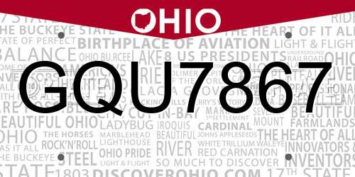 GQU7867 Ohio License Plate