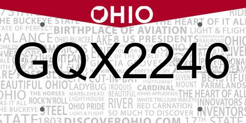 GQX2246 Ohio License Plate