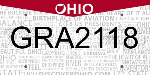 GRA2118 Ohio License Plate