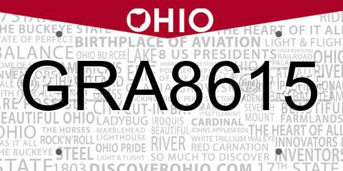GRA8615 Ohio License Plate