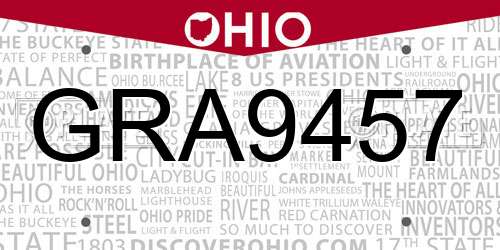 GRA9457 Ohio License Plate