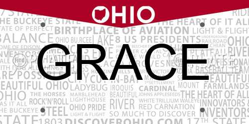GRACE Ohio License Plate