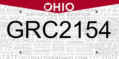 GRC2154 Ohio License Plate