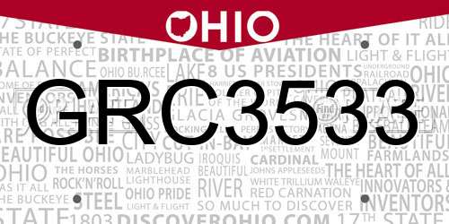 GRC3533 Ohio License Plate