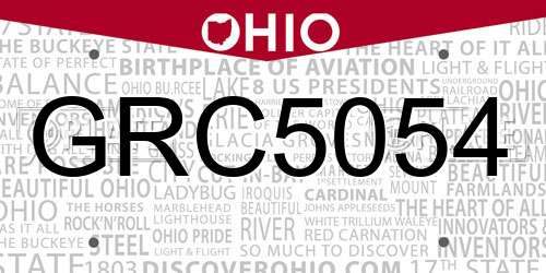 GRC5054 Ohio License Plate