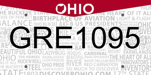 GRE1095 Ohio License Plate
