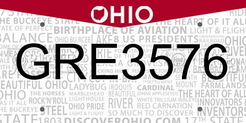 GRE3576 Ohio License Plate