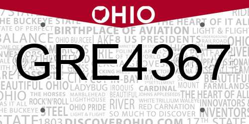 GRE4367 Ohio License Plate