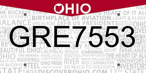 GRE7553 Ohio License Plate