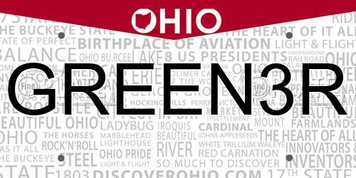 GREEN3R Ohio License Plate