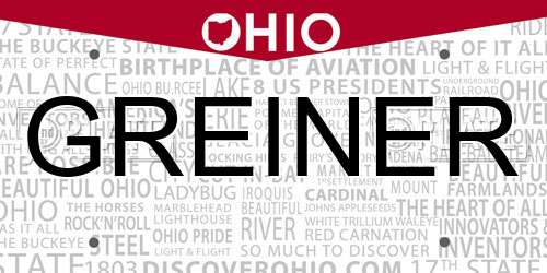 GREINER Ohio License Plate