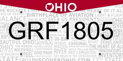 GRF1805 Ohio License Plate