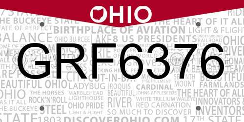 GRF6376 Ohio License Plate