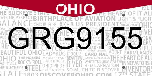 GRG9155 Ohio License Plate