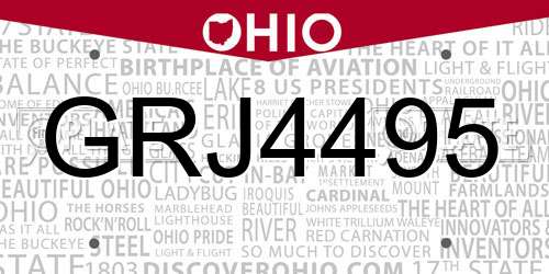GRJ4495 Ohio License Plate
