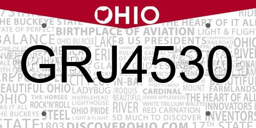GRJ4530 Ohio License Plate