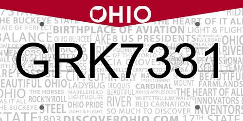 GRK7331 Ohio License Plate