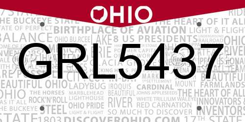 GRL5437 Ohio License Plate