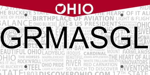 GRMASGL Ohio License Plate
