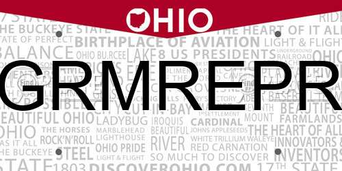 GRMREPR Ohio License Plate