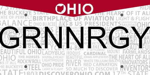 GRNNRGY Ohio License Plate
