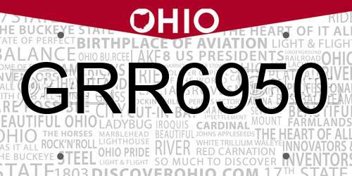 GRR6950 Ohio License Plate