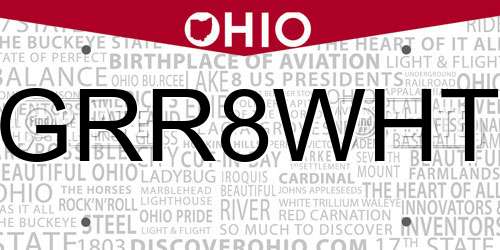 GRR8WHT Ohio License Plate