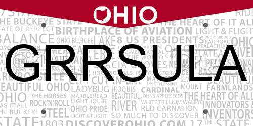 GRRSULA Ohio License Plate