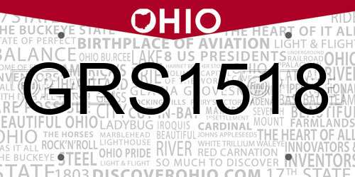 GRS1518 Ohio License Plate