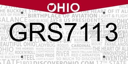 GRS7113 Ohio License Plate