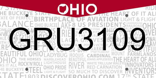 GRU3109 Ohio License Plate