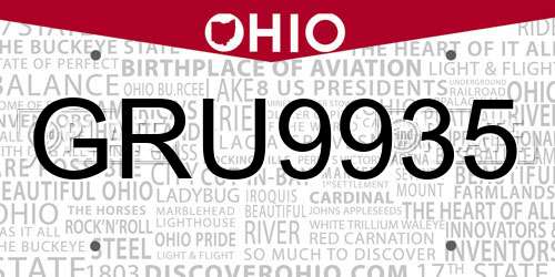 GRU9935 Ohio License Plate