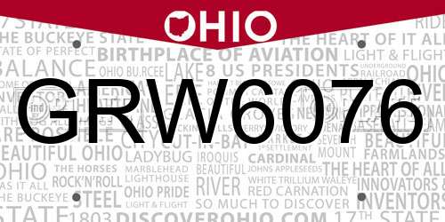 GRW6076 Ohio License Plate