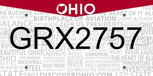 GRX2757 Ohio License Plate