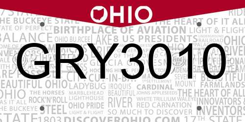 GRY3010 Ohio License Plate