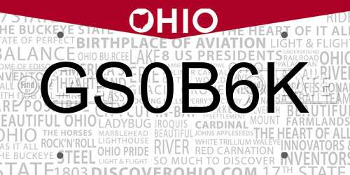 GS0B6K Ohio License Plate