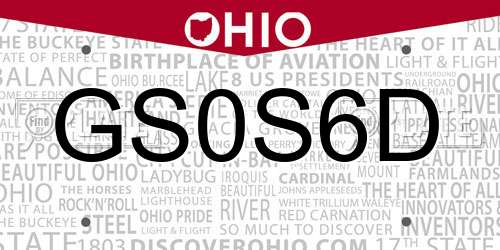GS0S6D Ohio License Plate