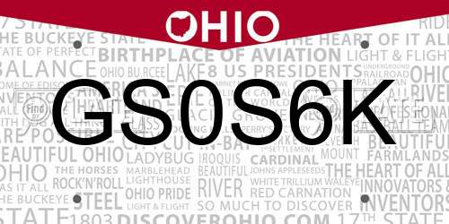 GS0S6K Ohio License Plate