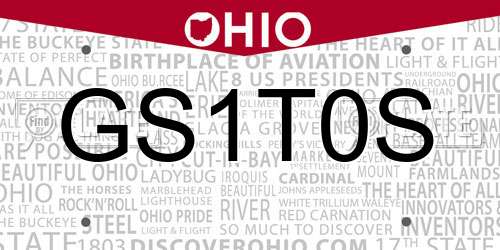 GS1T0S Ohio License Plate