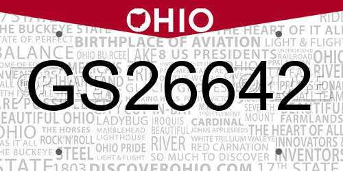 GS26642 Ohio License Plate