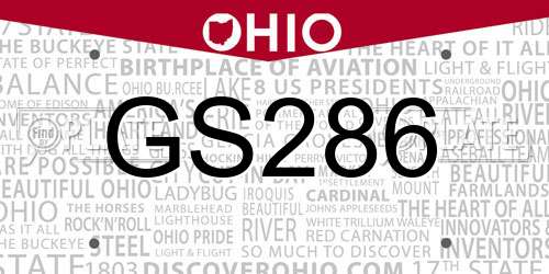 GS286 Ohio License Plate