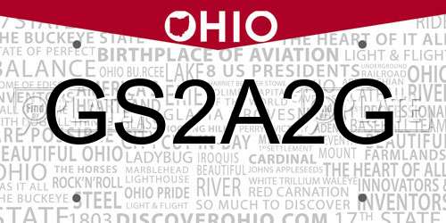 GS2A2G Ohio License Plate