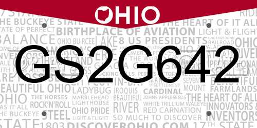 GS2G642 Ohio License Plate