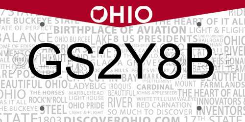 GS2Y8B Ohio License Plate