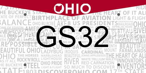 GS32 Ohio License Plate