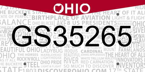 GS35265 Ohio License Plate