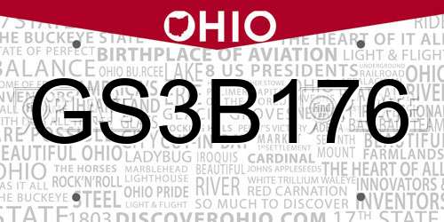 GS3B176 Ohio License Plate