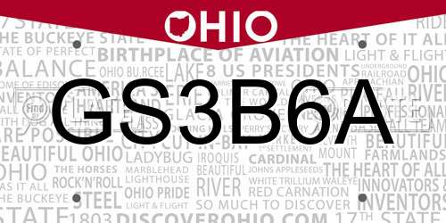 GS3B6A Ohio License Plate