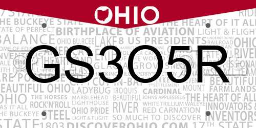 GS3O5R Ohio License Plate