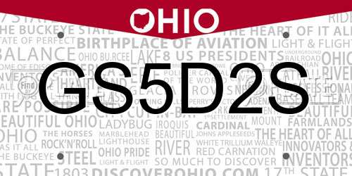 GS5D2S Ohio License Plate